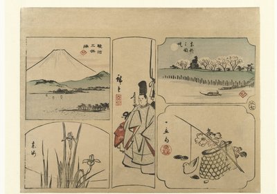 Harimaze met Fuji door Hiroshige (I) , Utagawa