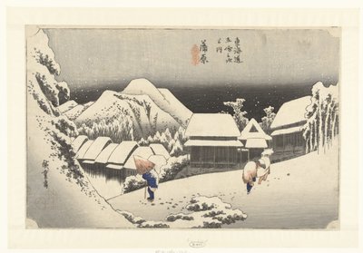 Kanbara, avondsneeuw door Hiroshige (I) , Utagawa