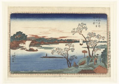 Kersenbomen in blad langs de Sumida rivier door Hiroshige (I) , Utagawa
