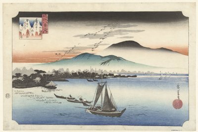 Neerstrijkenden ganzen te Katata door Hiroshige (I) , Utagawa