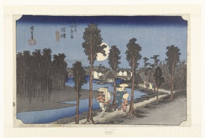 Numazu in de avondschemering door Hiroshige (I) , Utagawa