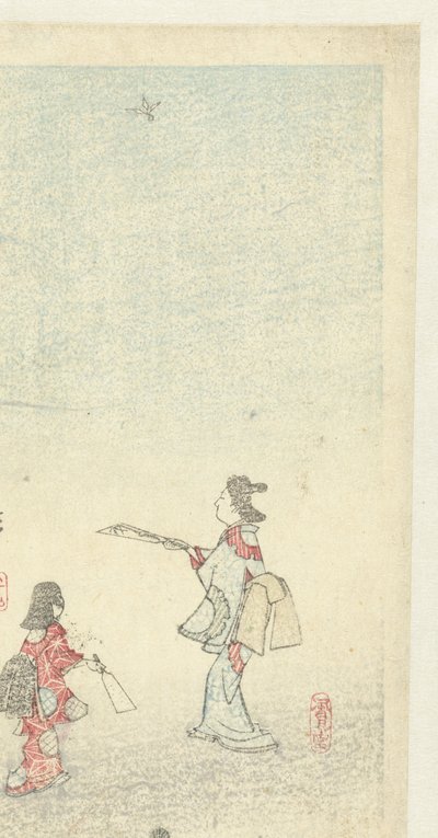 Pluimbal tijdens Nieuwjaar door Hiroshige (I) , Utagawa