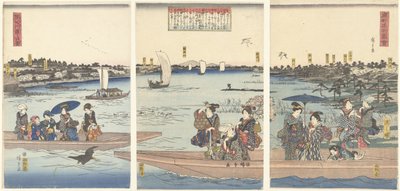 Veerboten op de Sumida rivier door Hiroshige (I) , Utagawa
