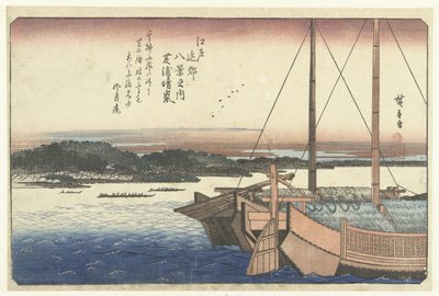 Zonsondergang bij het strand van Shiba door Hiroshige (I) , Utagawa