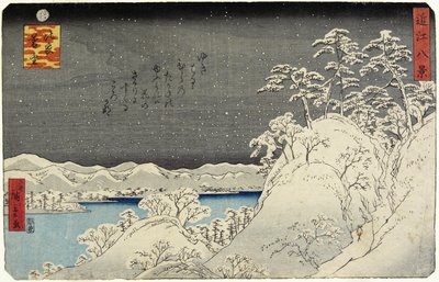 Avondsneeuw op de berg Hira, januari 1859 door Hiroshige II