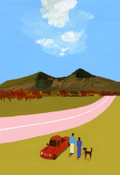 Een roadtrip met het stel en hun hond door Hiroyuki Izutsu