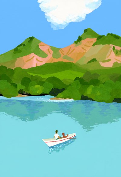 Zomervakantie in de bergen en boten door Hiroyuki Izutsu