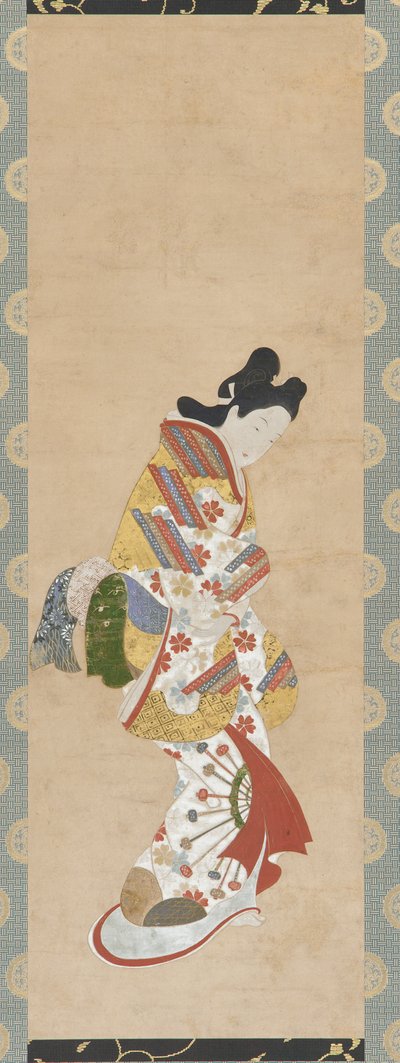 Staande figuur van een vrouw door Hishikawa Morofusa