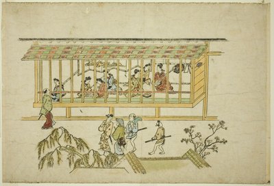 Een Huis van Courtisanes, uit de serie "Het Uiterlijk van Yoshiwara (Yoshiwara no tei)" door Hishikawa Moronobu