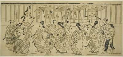 Een parade van courtisanes door Hishikawa Moronobu