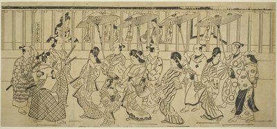 Een Parade van Courtisanes, ca. 1690 door Hishikawa Moronobu