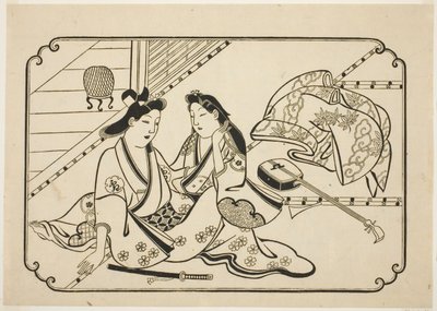 Na een beetje muziek, uit een ongetitelde serie van 12 erotische prenten door Hishikawa Moronobu