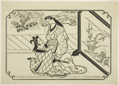 Achter het Scherm door Hishikawa Moronobu
