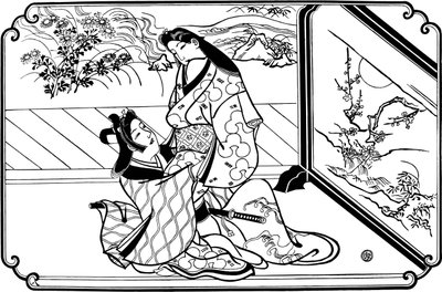Achter het Scherm, 1680s door Hishikawa Moronobu
