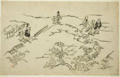 Emon Heuvel, uit de serie "Het Uiterlijk van Yoshiwara (Yoshiwara no tei)" door Hishikawa Moronobu