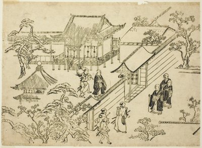 Honbo, uit de serie "Scènes van Bloemenkijken in Ueno (Ueno hanami no tei)" door Hishikawa Moronobu
