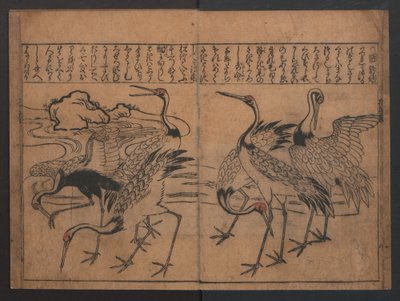 Illustrationen von Vögeln und Blumen (Kachō e-zukushi) door Hishikawa Moronobu