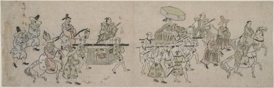 Koreaanse Ambassade Parade door Hishikawa Moronobu