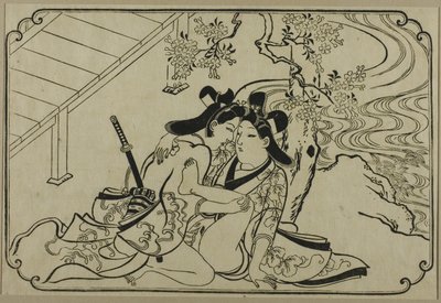 Liefhebbers in de tuin, uit een ongetitelde serie erotische prenten door Hishikawa Moronobu