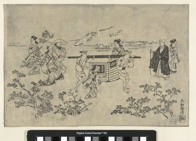 Reizend gezelschap door Hishikawa Moronobu