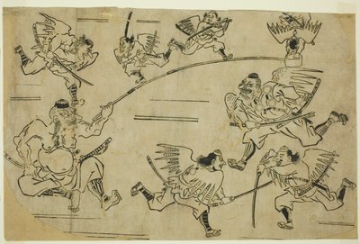 De Tengu-koning die zijn Leerlingen Trainde door Hishikawa Moronobu