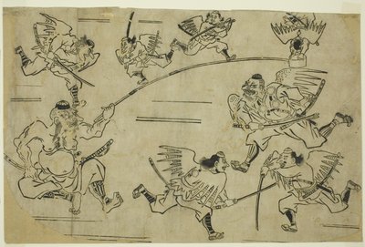 De Tengu-koning traint zijn leerlingen, ca.1690 door Hishikawa Moronobu