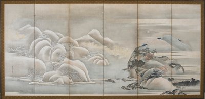 Landschap: twee van de vier seizoenen, herfst en winter, Edo-periode door Hishikawa Sori
