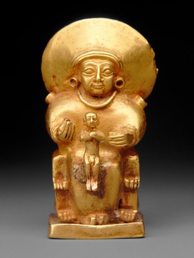 Zittende godin met een kind, c.1300 v.Chr. (goud) door Hittite