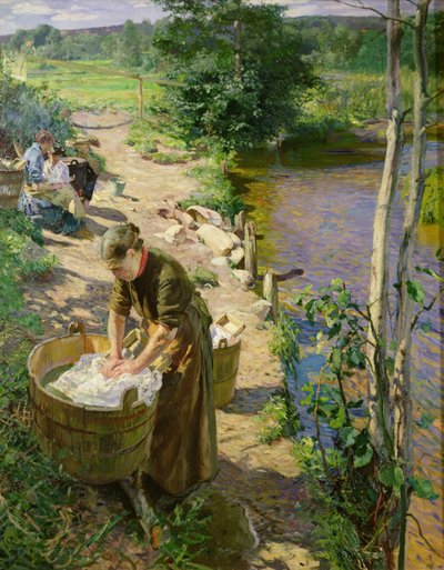 Wassen bij de rivier, Sandvika door Hjalmer Eilif Emanuel Peterssen