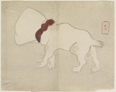Hond met zak over zijn hoofd, ca. 1830 door Hogyoku