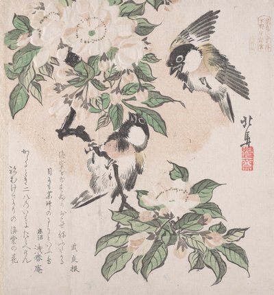 Lente regen collectie Harusame shu, deel 3: Mezen en appelbloesems door Hokuba
