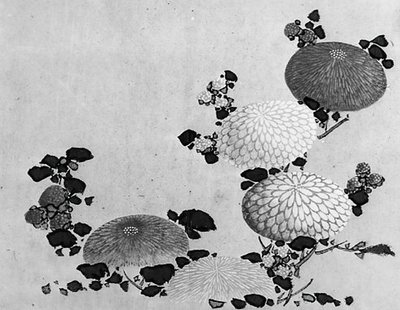 Chrysanten, 19e eeuw door Hokusai School.