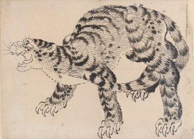 Tijger, 19e eeuw door Hokusai School.