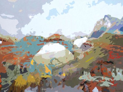 Landschap Obscura - 12, 2024 (olieverf op doek) door Holly Boruck