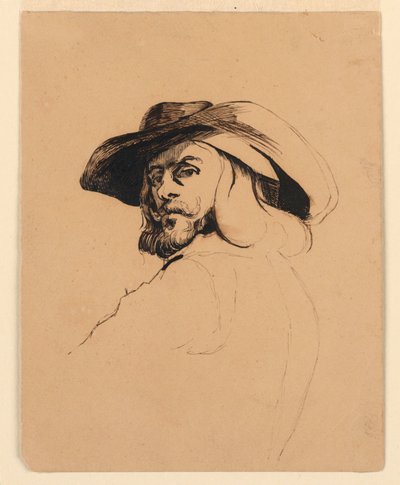 Hoofd van een man in de stijl van Frans Hals door Homer Dodge Martin