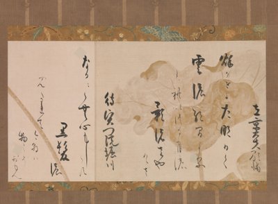 Twee gedichten uit Honderd gedichten van honderd dichters Ogura hyakunin isshu, ca. 1615-20 door Hon