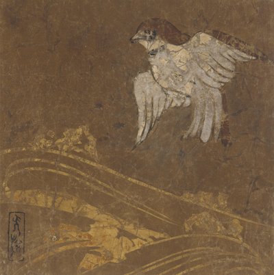 Golven en vogel, Edo-periode, late 16e-begin 17e eeuw door Hon
