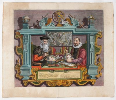 Dubbelportret van Gerardus Mercator 1512-1594 en Jodocus Hondius 1563-1612 door Hondius