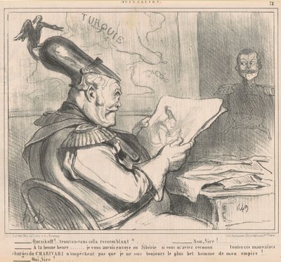 "-Ouriskoff!..vind je dit gelijkend?" uit Actualiteiten door Honoré Daumier