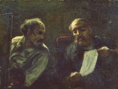 Een discussie in het atelier, 1852-55 door Honoré Daumier