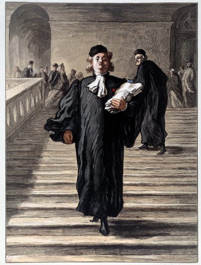 Een advocaat in een toga bij de rechtbank. Lithografie door Honore Daumier (19e eeuw) Parijs, Musee Carnavalet door Honoré Daumier