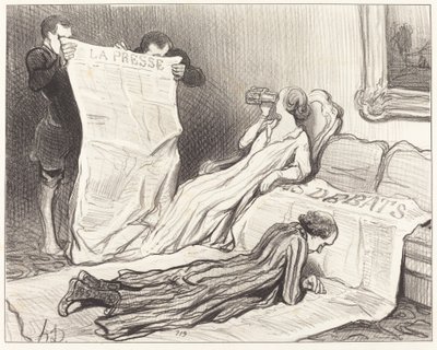 Abonnees ontvangen hun krant door Honoré Daumier