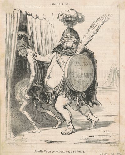 Achille Véron trekt zich terug in zijn tent door Honoré Daumier