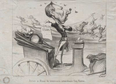 Actualiteiten (Nr. 81): De aankomst in de Elzas van de buitengewone commissaris, Coco Romieu door Honoré Daumier