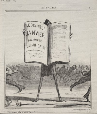Actualiteiten Nr. 41: Kiezers, in mijn armen!, 1869 door Honoré Daumier