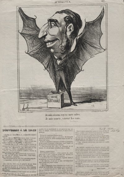 Actualiteiten No. 62: Ik ben een vogel, zie mijn vleugels, 1869 door Honoré Daumier