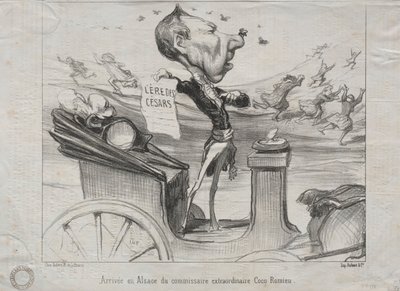 Actualiteiten nr. 81: De aankomst in de Elzas van de buitengewone commissaris, Coco Romieu, 1850 door Honoré Daumier
