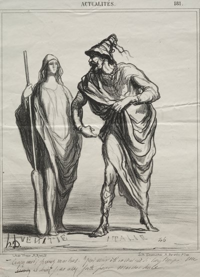 Actualiteiten, plaat 181: Wat denk je dat ik ben! Neem mijn arm door Honoré Daumier