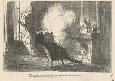 Ah! ... Hoe die schoorsteen rookt ... door Honoré Daumier