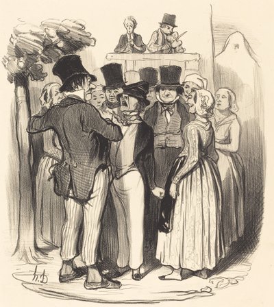 Ah! Gringalet uit Parijs... je zult komen dansen... door Honoré Daumier
